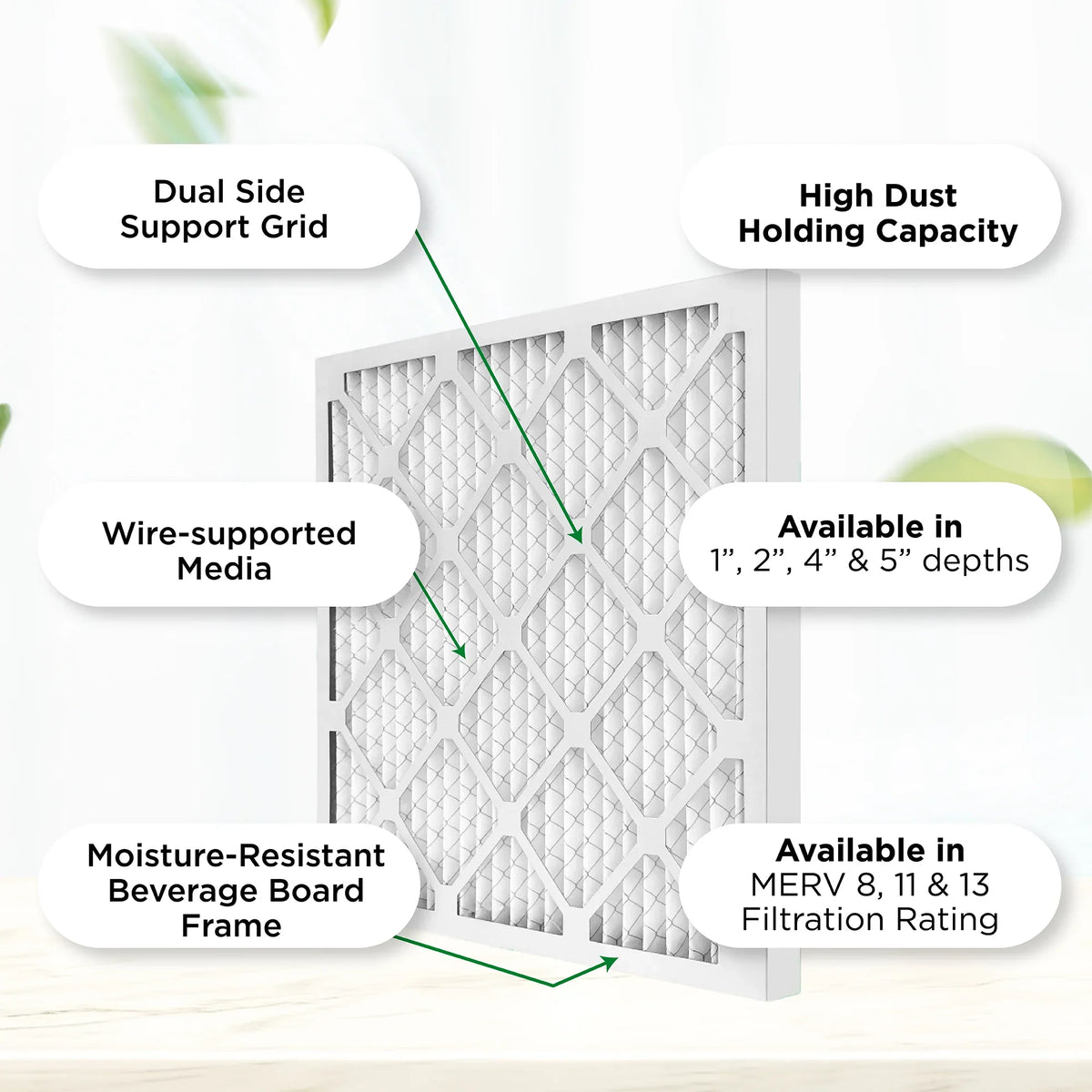 10x20x2 MERV 11, MPR 1000 Pleated AC Furnace 2" Air Filters by Pamlico. Quantity 6. Actual Size: 9-1/2 x 19-1/2 x 1-3/4