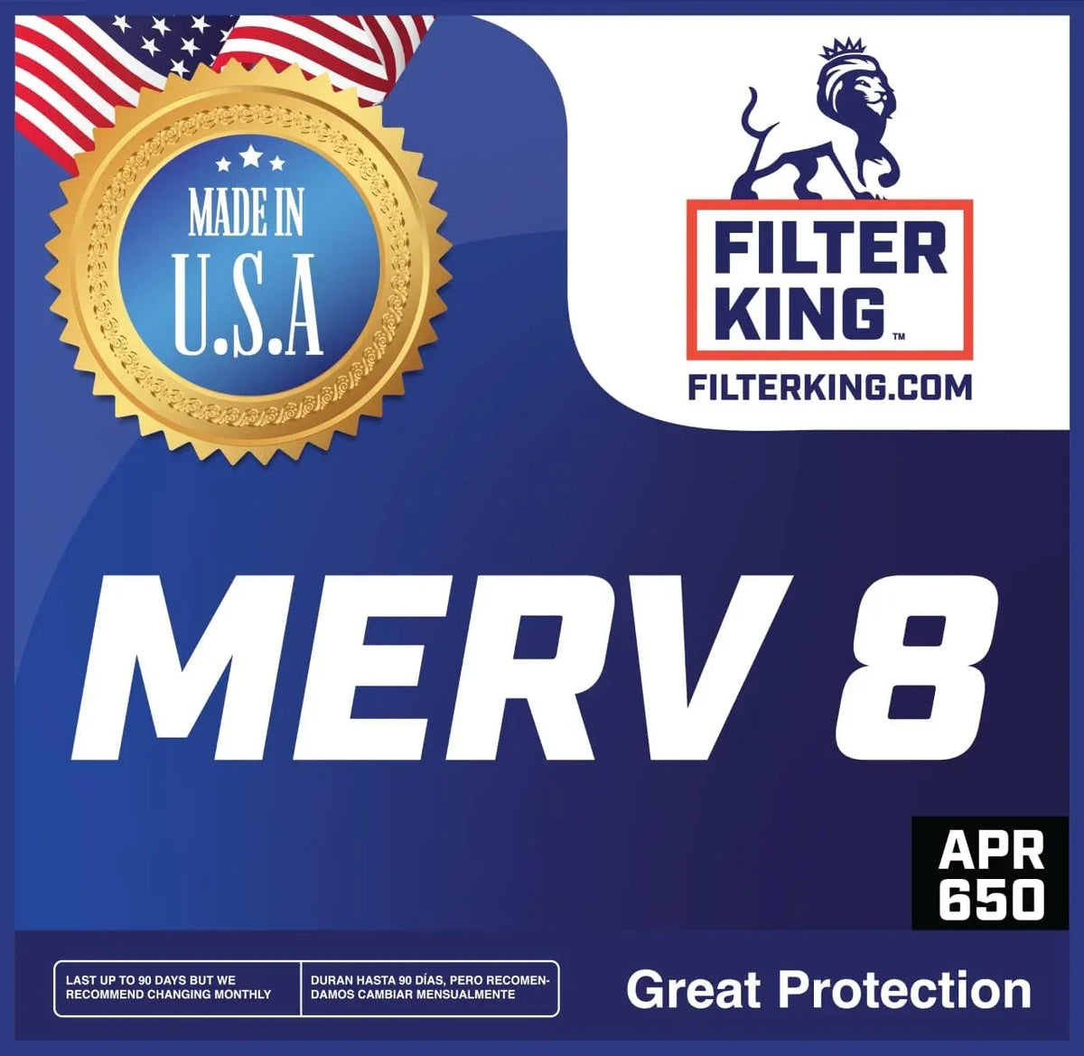 Filter King 16.5x12x1 Air Filter | 4-PACK | MERV 8 HVAC Pleated A/C Furnace Filters | MADE IN USA | Actual Size: 16.5 x 12 x .75"