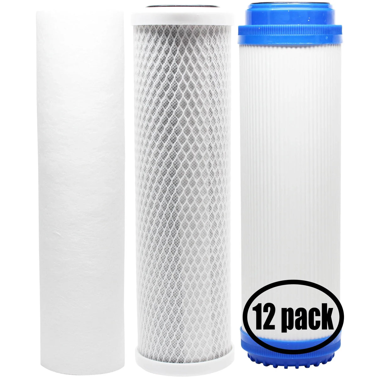 12-Pack Replacement for Filter Kit for Pentek 158602 RO System - Includes Carbon Block Filter, PP Sediment Filter & GAC Filter - Denali Pure Brand